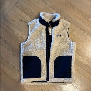 NWT Patagonia Kids Fleece Vest - Cream and Navy
